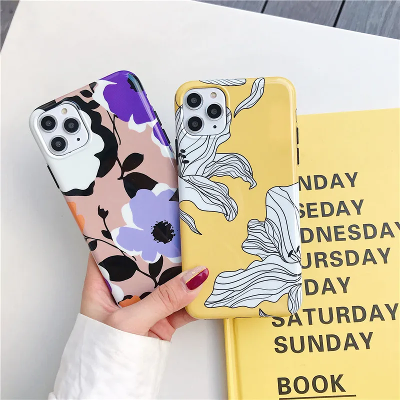 

High Quality IMD TPU Soft Flower Phone Case For iPhone 12 Cover