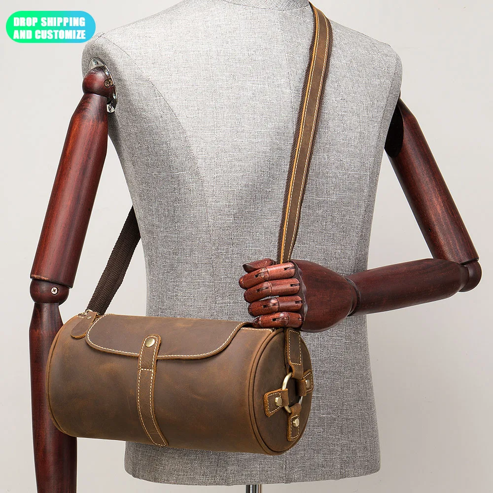 

New 2021 Vintage Crazy Horse Leather Shoulder Bag leather cross body bag, 1 colors