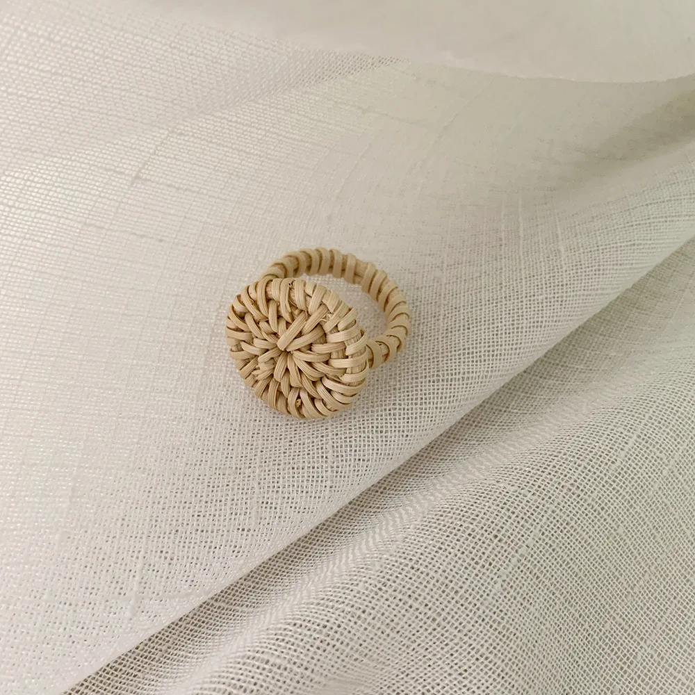 

Weaved Natural Rattan Rings Signet Circle Ring Handmade Boho Jewelry Hawaiian Jewelry Wholesale Summer Beach Collection 2021 Hot