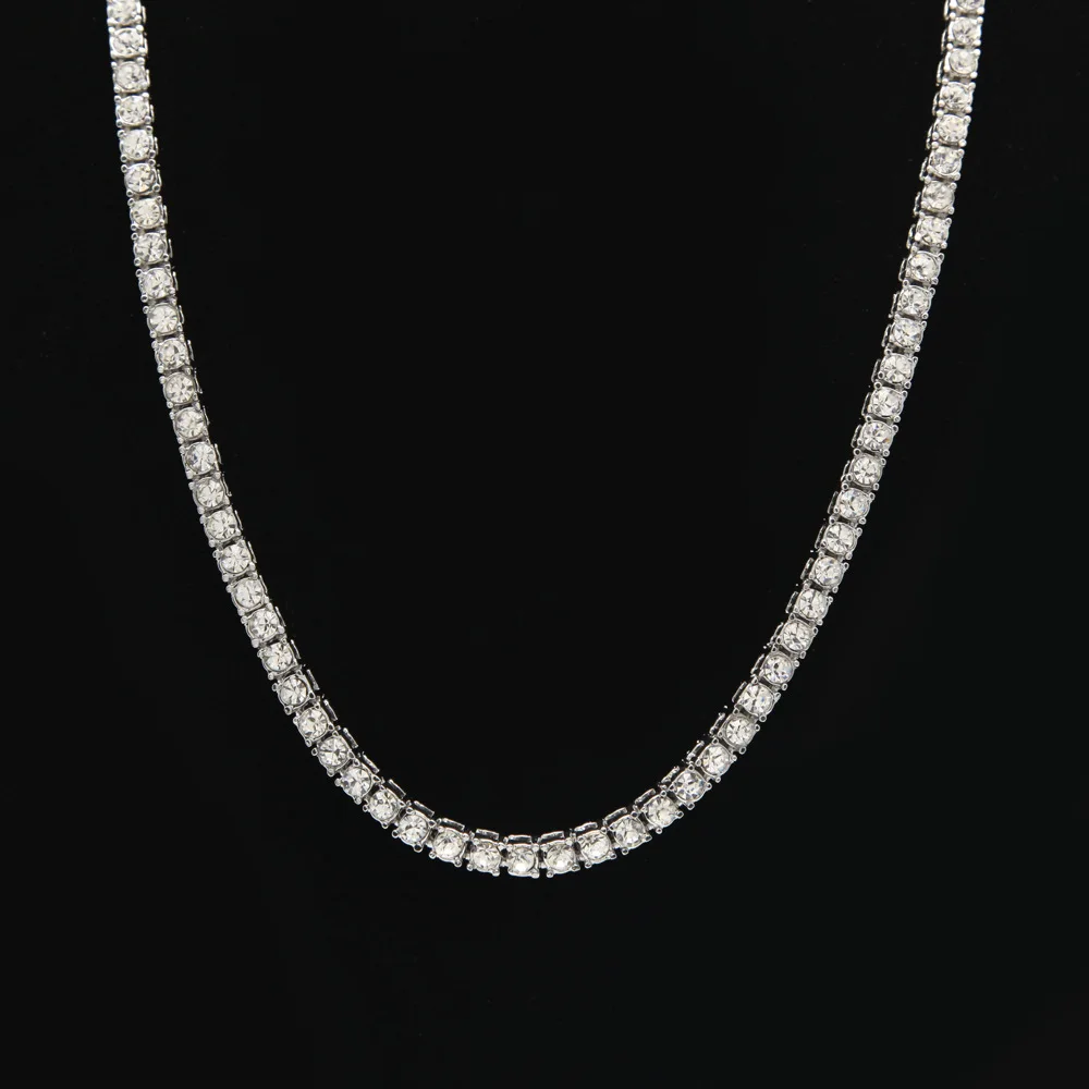 

Hot Hip Hop Bling Iced Out full diamond gold silver black tennis chain lightning heart tennis necklace