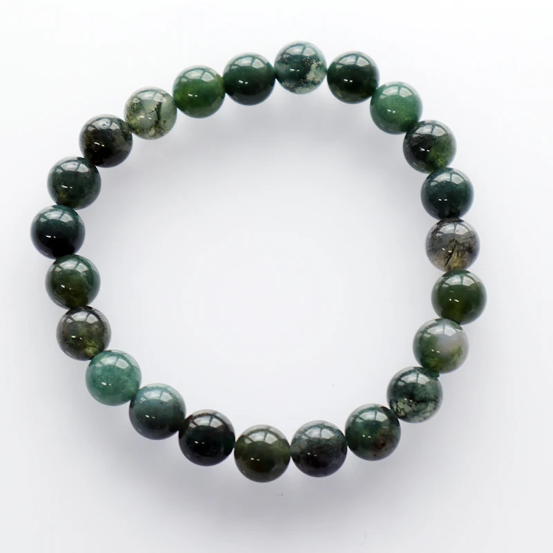 

8mm Natural Moss Agate Gemstone Bead Bracelet Stretchy Chakra Stones Beads Healing Crystal Bracelet