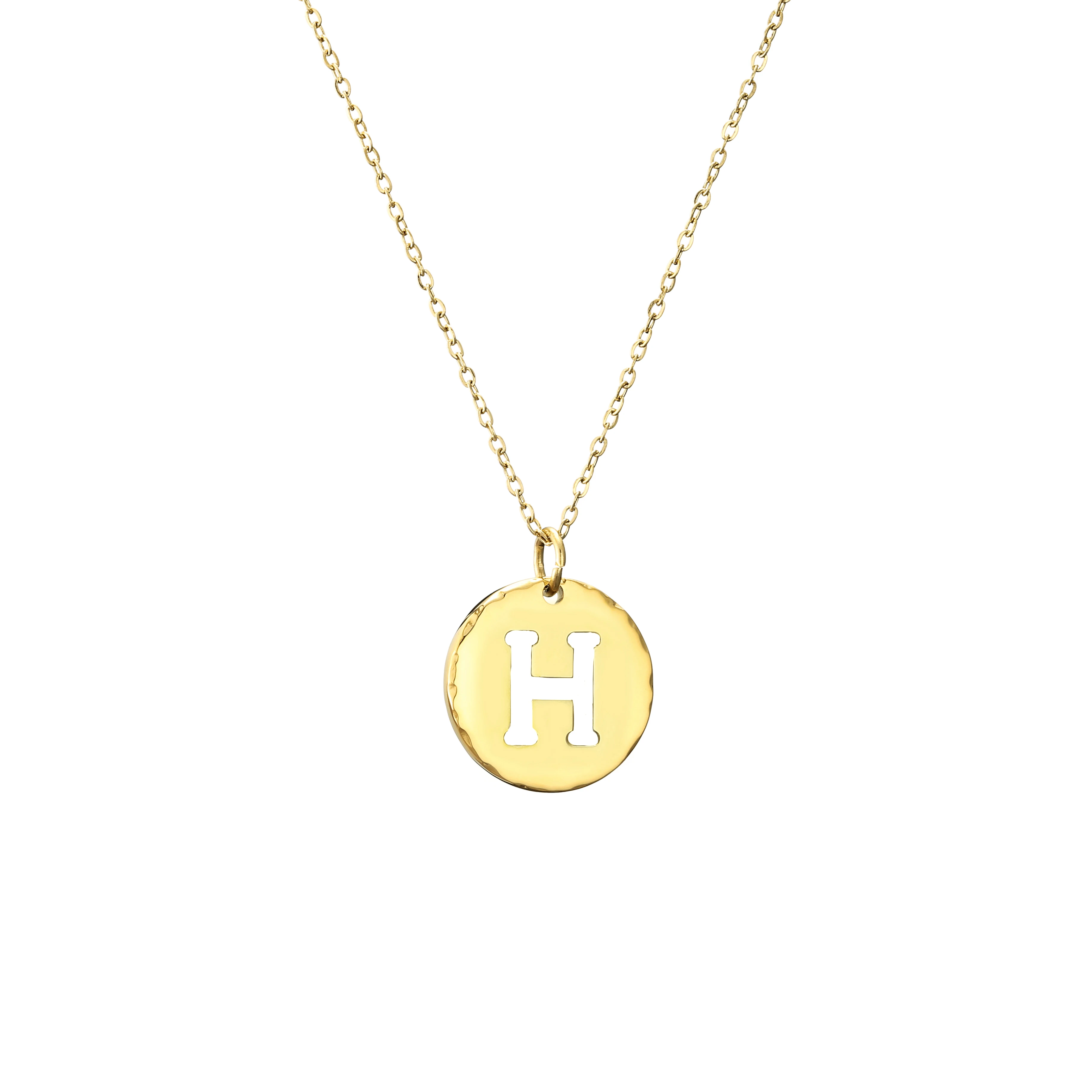 

Luxury 14K Gold Filled Latest Design Gold Jewelry Necklace Round Disc Simple Letter H Pendant Necklace for Women, Silver/gold/rose gold