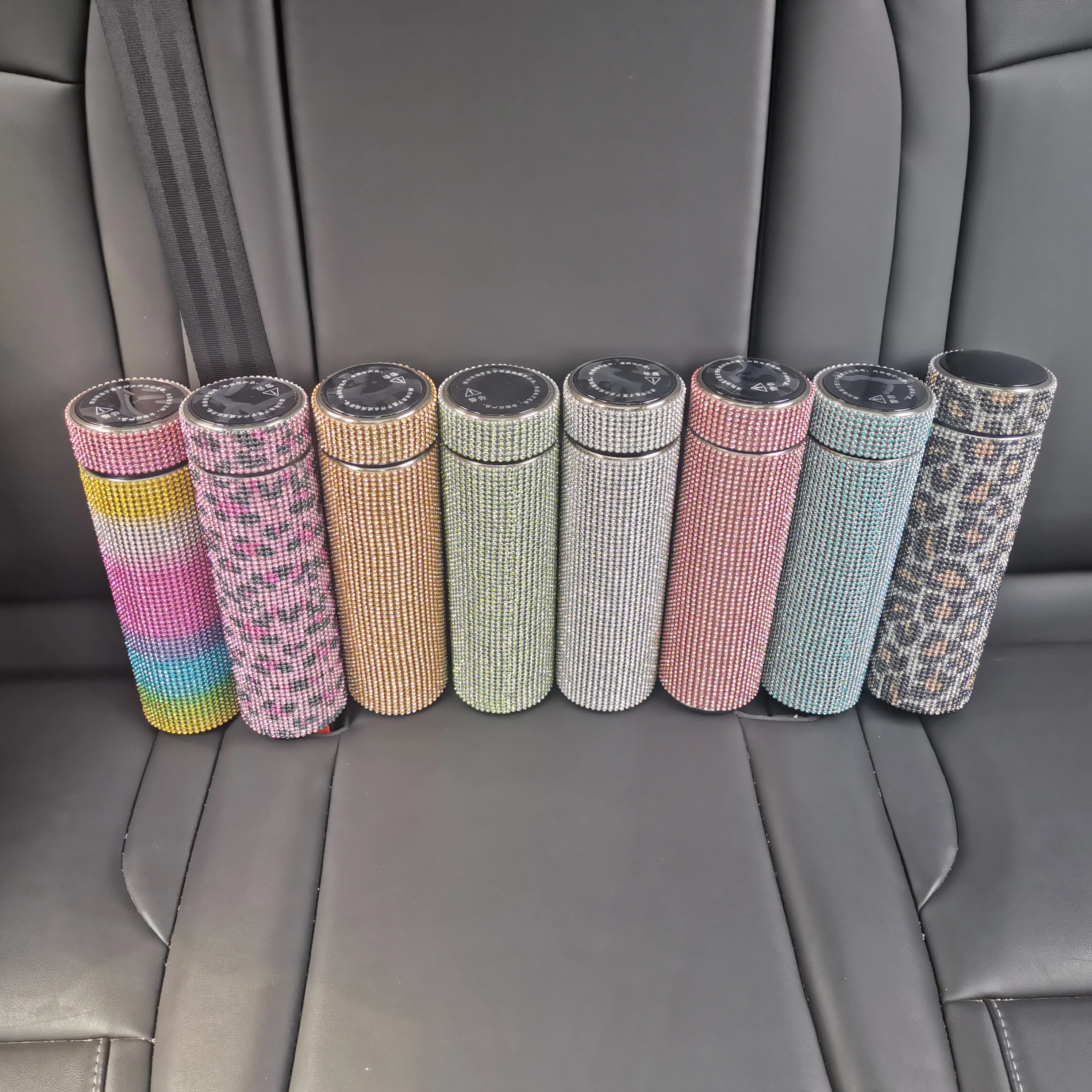 

Hot selling Rhinestone Stainless Steel Bottle Water 500ml Led Temperature Display Bottle, Gold, blue, green, pink, silver, color, leopard pink, leopard gold