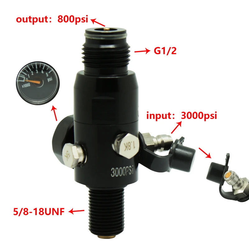 Paintball Air Tank Regulator 3000psi Tank Regulator Output Pressure