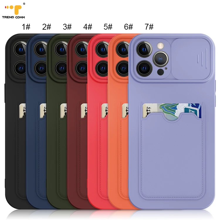 

Self Adhersive Card Holder TPU Slide Camera Where You Can Put Your Credit Cards In Card Phone Case For iPhone 11 12 Pro Max