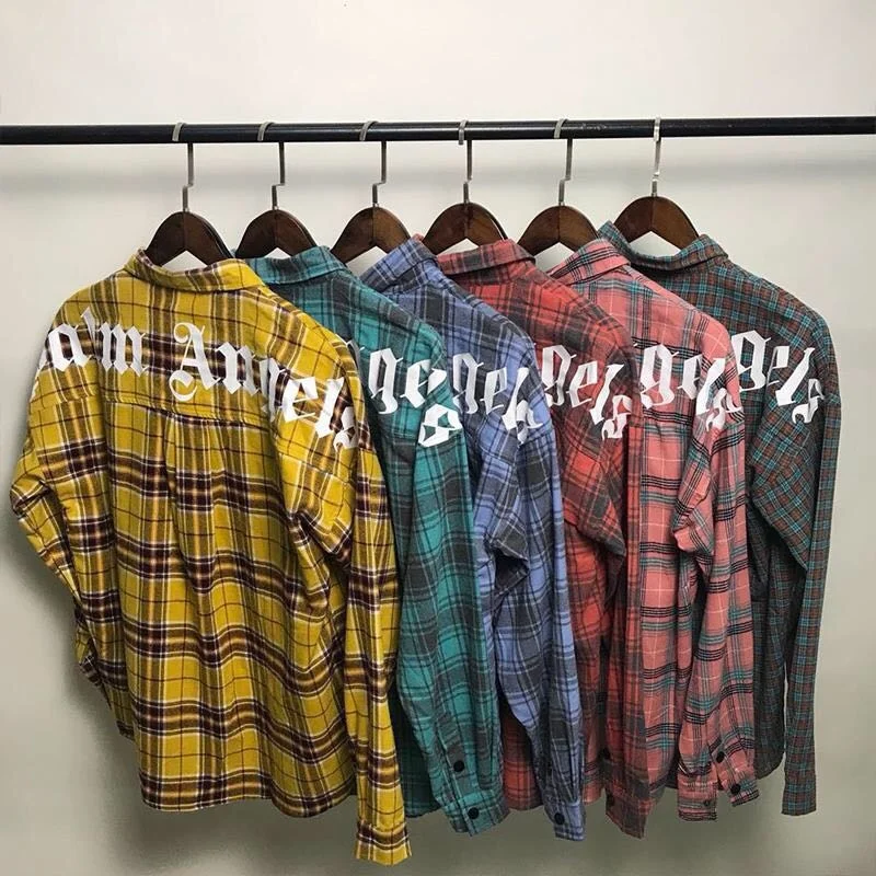 

PA Men Women Shirts Buttoned Color Plaid Shirt Justin Bieber Classic Plaid Hip Hop Streetwear Long Sleeve Casual Shirt Jacket