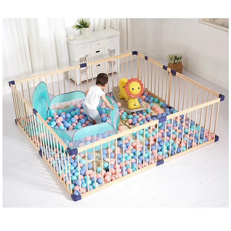 
Baby Playpen Wood Square Baby Fence Wooden Playpen Kids Crawling Guardrail 