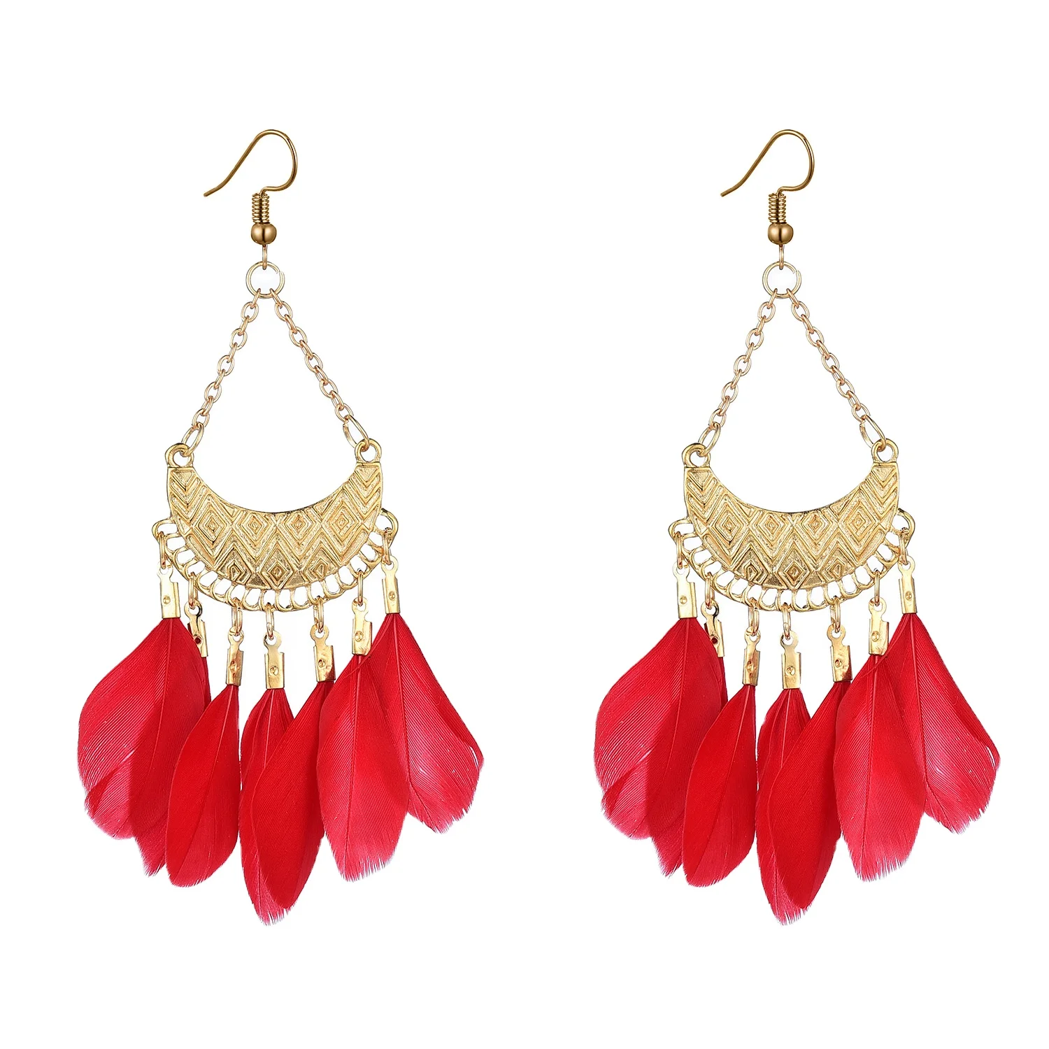 

Asian Spanish Indian BOHEMIA vintage long hanging drop earrings retro ethnic style feather tassel earrings elegant