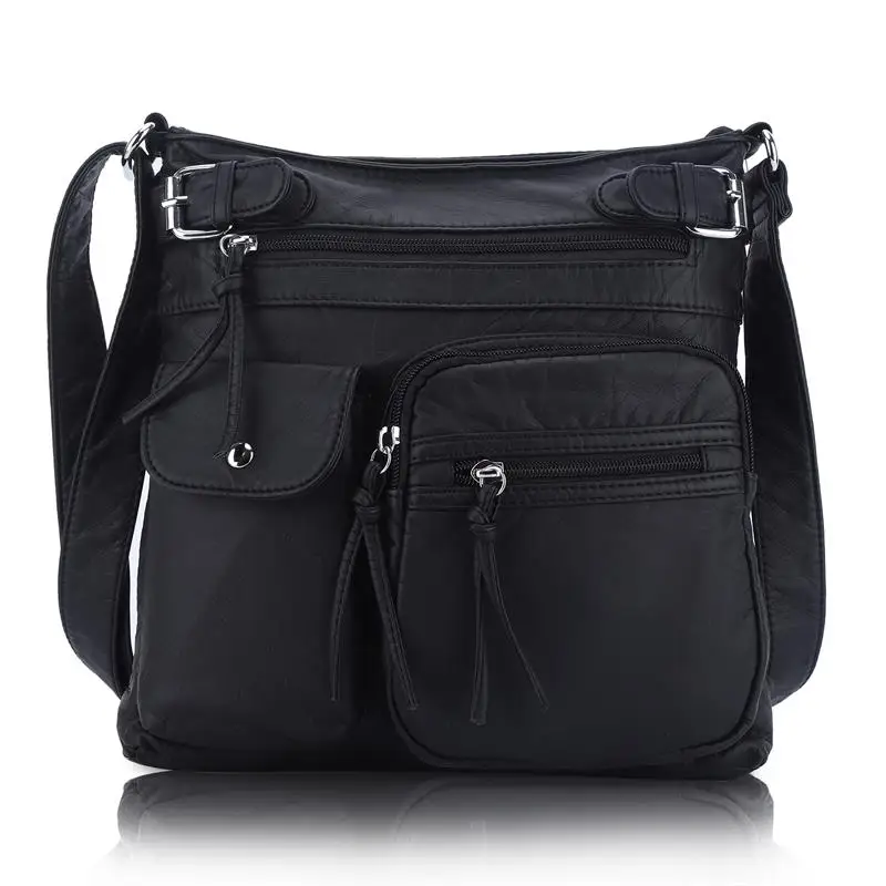 

Angel Kiss Washed PU Leather Female Crossboy Sling Bag of Solid Color