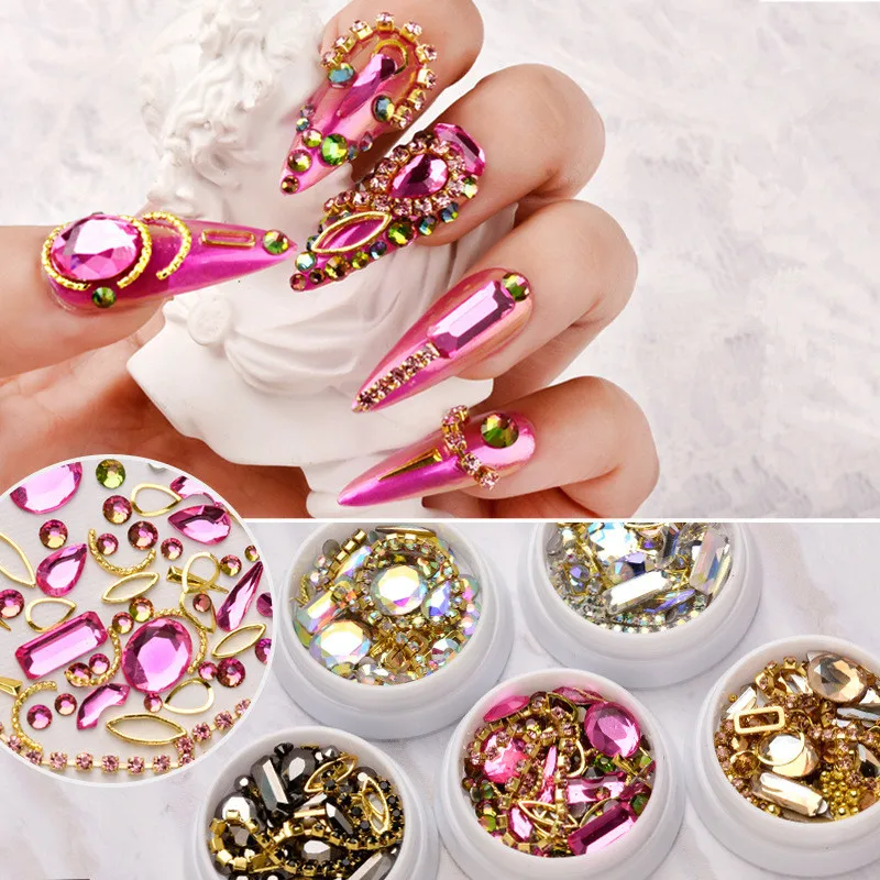 

Nail Rhinestone Crystal Accessories For Nails 3D Nail Art Mixed Decoration Gems