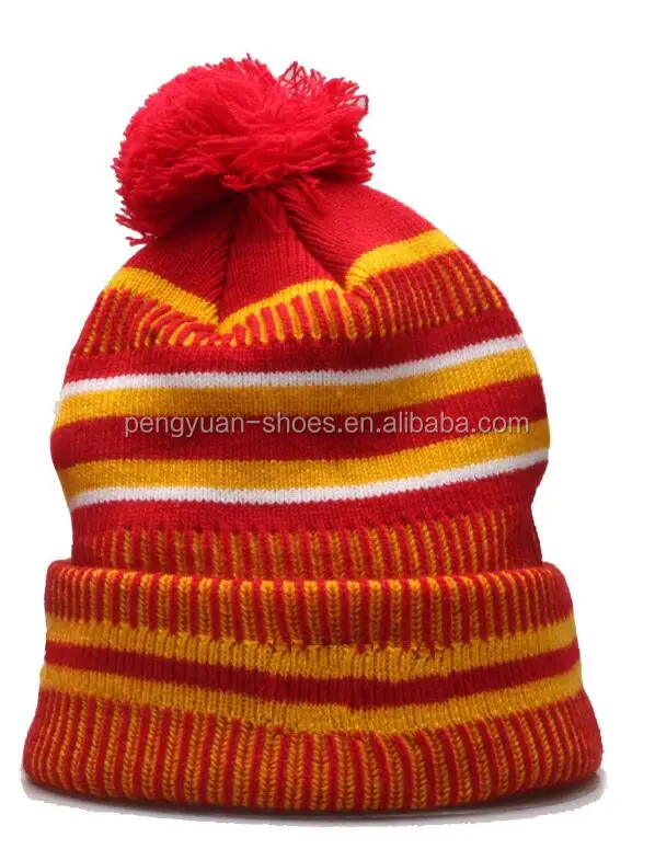 

High Quality Custom Embroidered Logo Winter Cold Weather American Football Beanies Team Sport Knitted Hat OEM