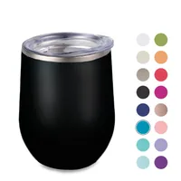 

Home set custom 12 oz vacuum insulated double wall stainless steel wine tumbler with straw and lid