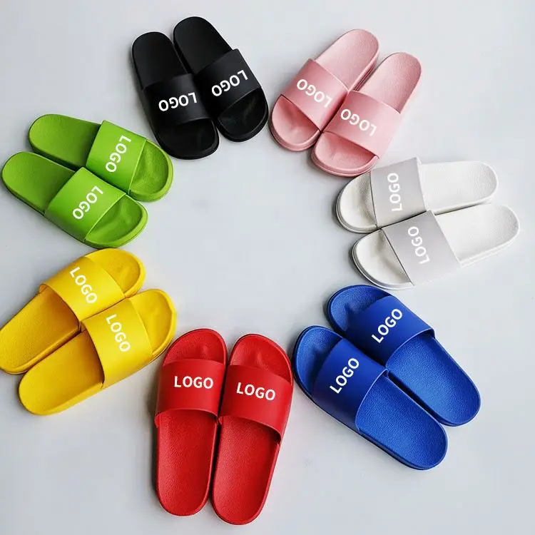 

C&Y Colorful PVC Deodorant Indoor Custom Logo 3D Screen Print Slipper Flip Flop Men'S Slide Sandals Black Sublimation Slides, 10 color, customize