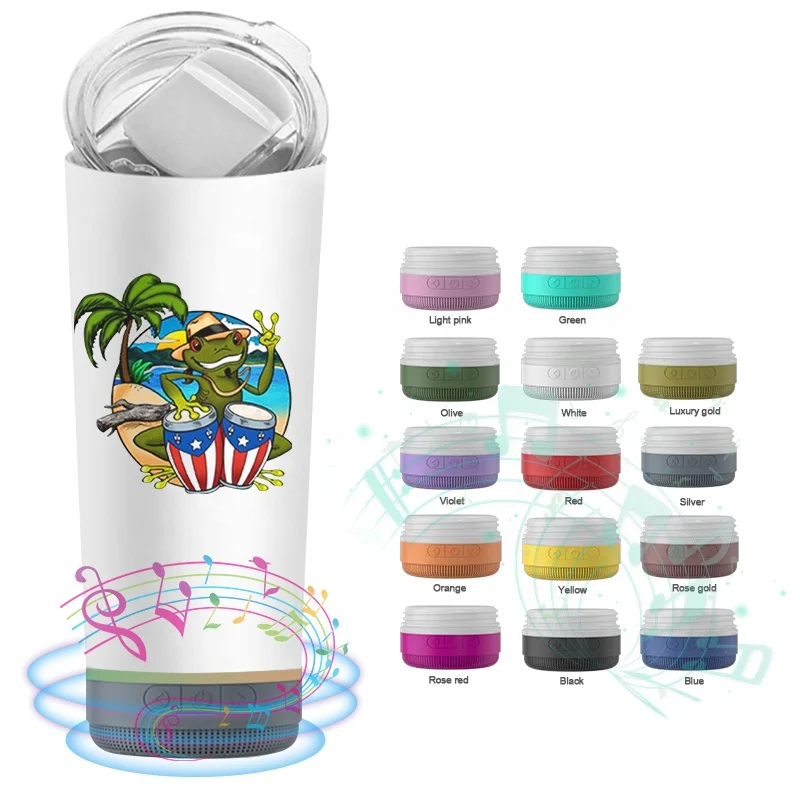 

New Outdoor Sublimation Glasses Stainless Steel Music Cup Blue tooth Wireless Speaker Water Bottle Tumbler, Multiple color