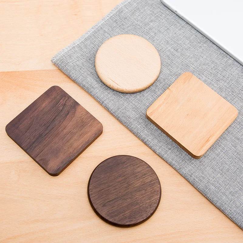 

Kitchen Home Bar Tools Logo Gifts Black Walnut Cup Mat Bowl Pad Coffee Tea Cup Mats Dinner Pad Customized Bamboo Wooden Coasters