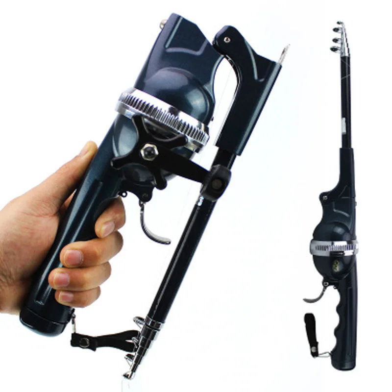 

Mini collapsible telescopic fishing rod fiberglass folding fishing rod with reel combo set