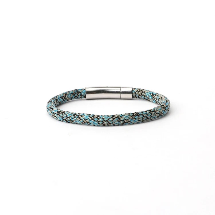 

wholesale fashion bracelet 6mm rope clasp bracelet with stainless steel jewelry mens fashion