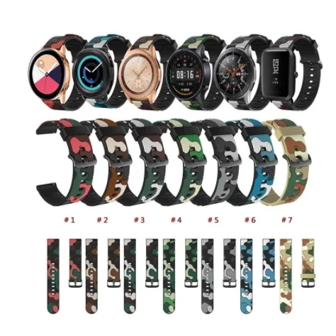 

20mm 22mm Camouflage silicone strap Forfor Samsung Galaxy Watch Active 2 Bracelet Watchband for Galaxy Watch 46mm Gear S3 strap