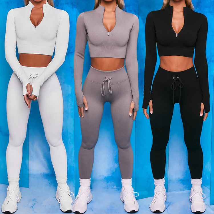 

Fashion women more colors custom logo yoga leggings set high waisted workout seamless leggings set, Customized colors