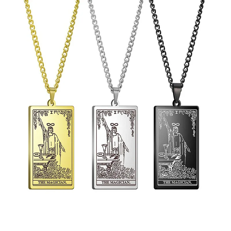 

Horoscope Pendant Jewelry Zodiac Cardtarot Card The Hermit Stainless Steel Tarot Cards Necklace