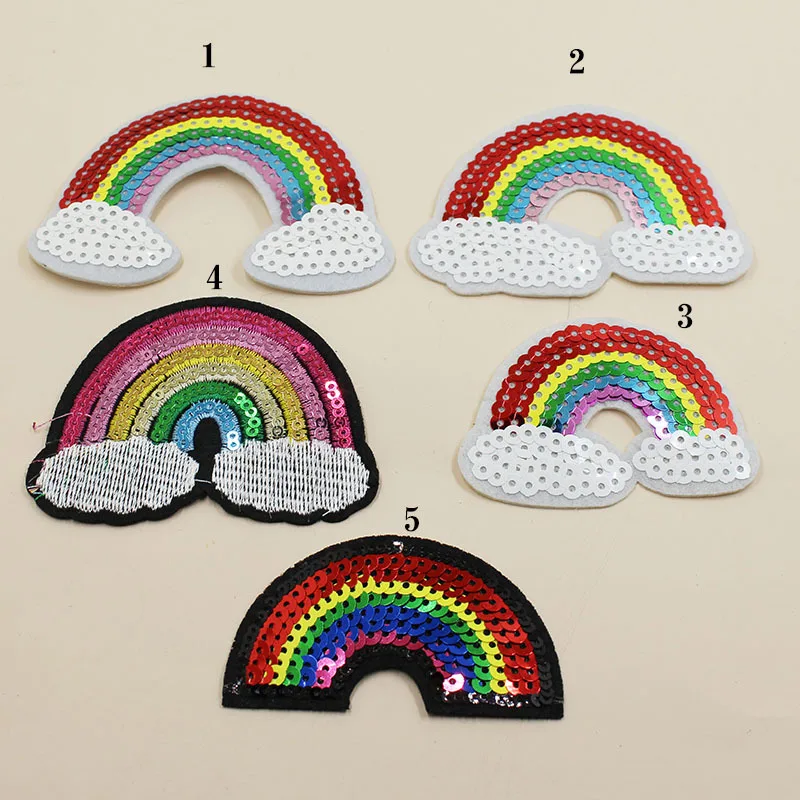

Children's clothing accessories Sequin embroidery cloth paste new rainbow bead patch cloth embroidery DIY clothing patch