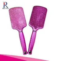

Small MOQ private label hair brush salon equipment shiny crystal custom hair brush
