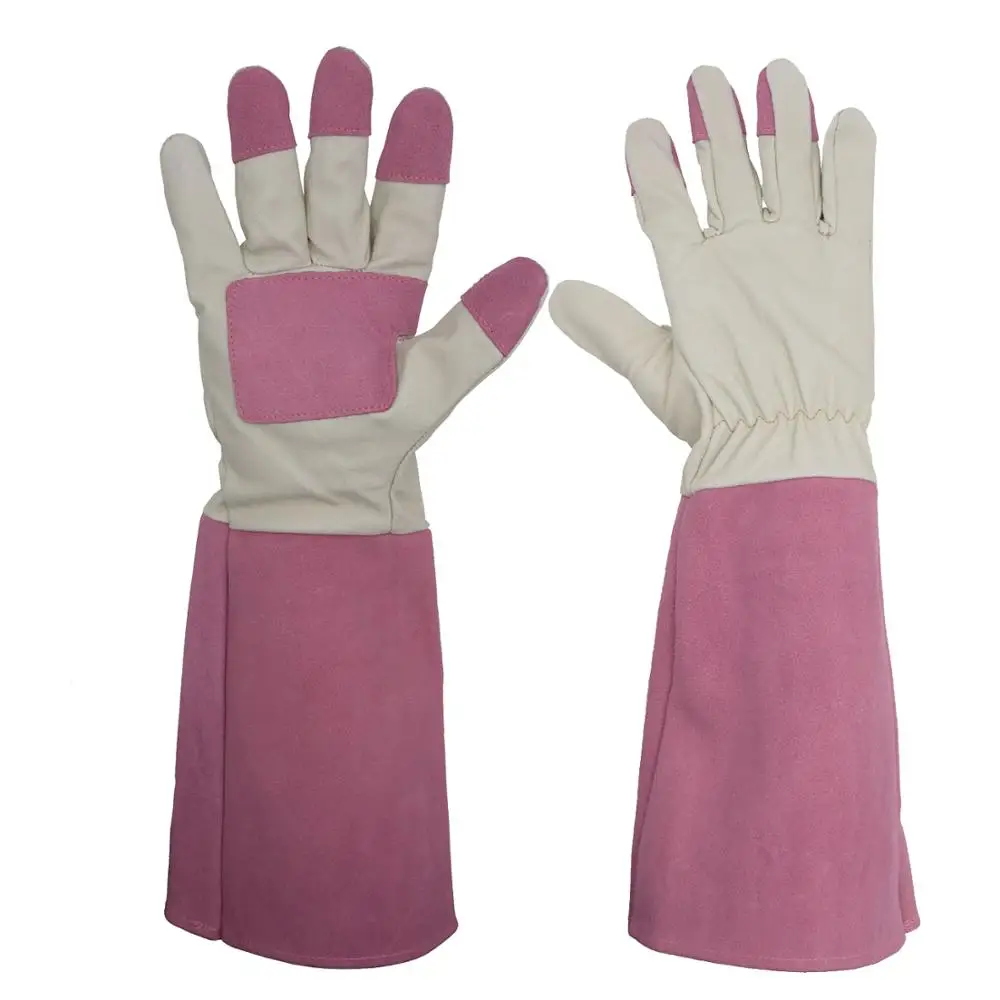 

HANDLANDY Elbow Length Women Leather Rose Pruning Gloves Long Gauntlet Heavy Duty Garden Gloves, Pink/any customized color