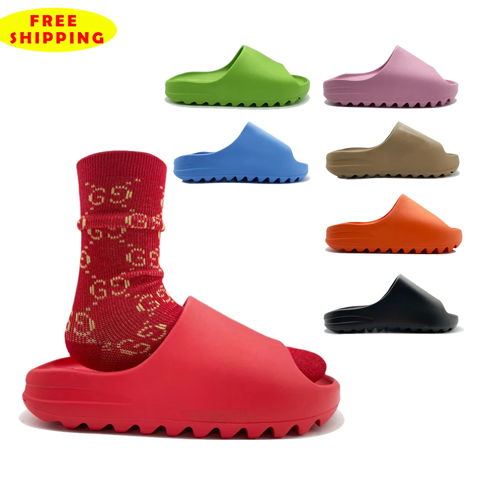 

Free Shipping custom unisex eva foam Injection shoes pink orange yeezy slides slippers for women men