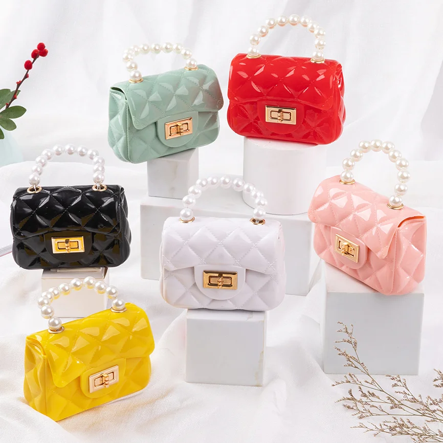 

Hot Sale Kid Bags And Ladies Popular Shoulder Toddler Purse Cross Body Chain Bag Women Mini Pearl Jelly Purses Handbags, Red,black,pink,,white,yellow,green