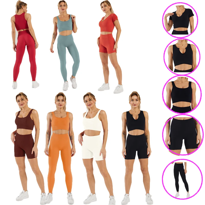 

New Gym Yoga Sports Set Female Running Fitness Tracksuits Workout Clothes Comfortable Breathable Sports Wear 2 Piece Jumpsuit, As picture