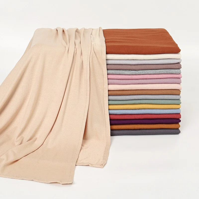 

MIO Wholesale 48 Color Modal Hijab Breathable Stretch 170*60cm Cotton Scarf Hijab Muslim Women Soft Long Shawl Plain Hijab Scarf