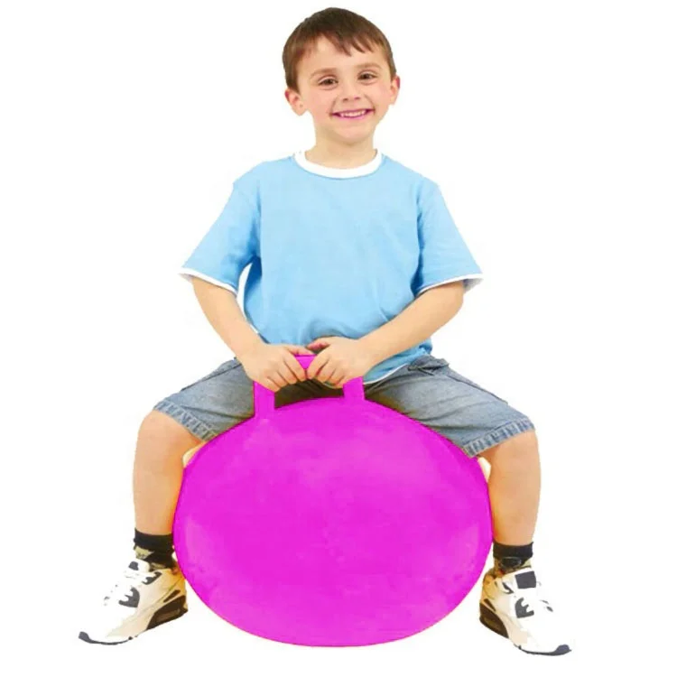 

45cm high quality inflatable fitness exercise gym hopper ball and kids jumping ball with handle for sale hopper ball, Green,pink,purple,blue