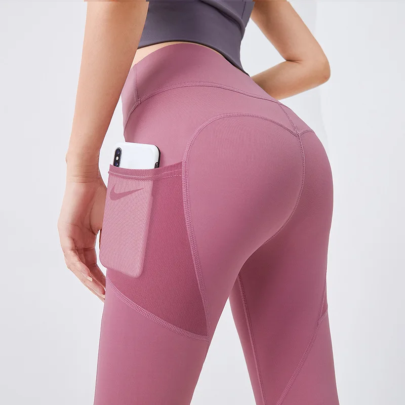 

OEM Wholesale Four-way Stretch Sexy Fitness Hight Waist Gym Seamless Yoga Pants With Phone Pocket Leggings, As pictures and can be customized