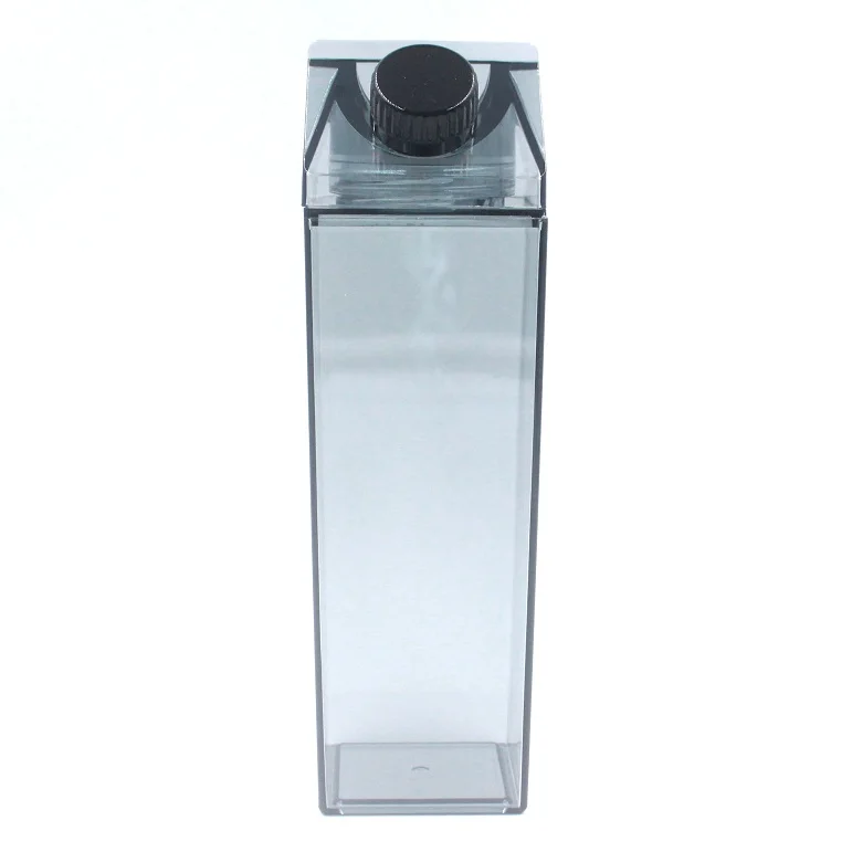 

Custom Logo plastic milk carton water bottle, 500ml black milk box bottle