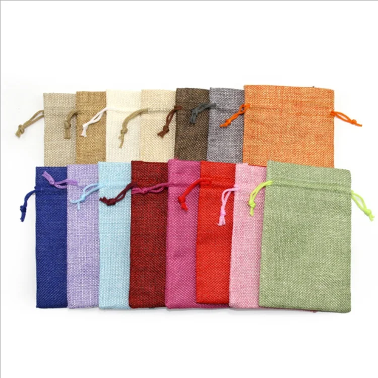 

Factory Price Mini Size Custom Colorful Reusable Jute Fabric Soap Gifts Cosmetic Linen Drawstring Bags for Jewelry, As per your requests