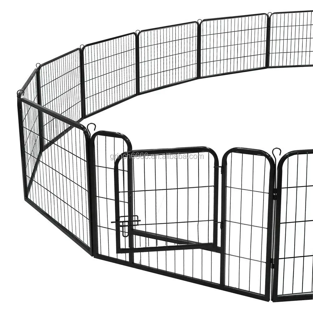 24" Dog Playpen Crate 16 Panel Fence Pet Play Pen Exercise Puppy Kennel Cage