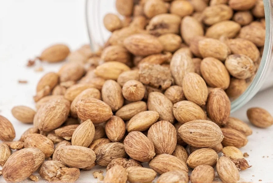 Close-up of mace blades next to whole nutmeg