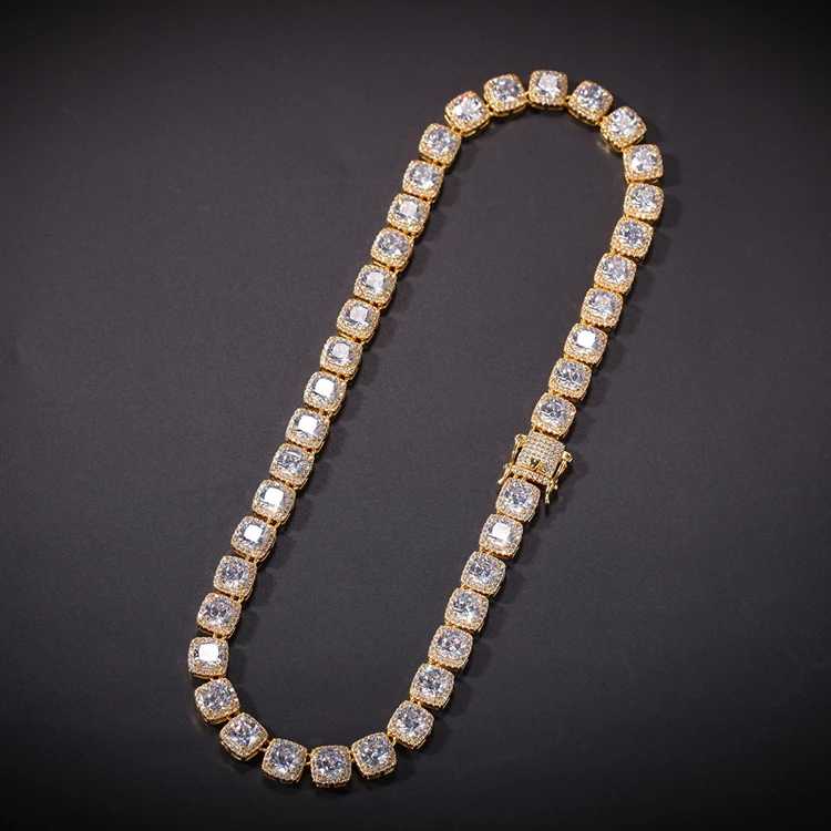 

Custom Big Square Tennis Chain Choker Iced Out Necklace Hip Hop Jewelry