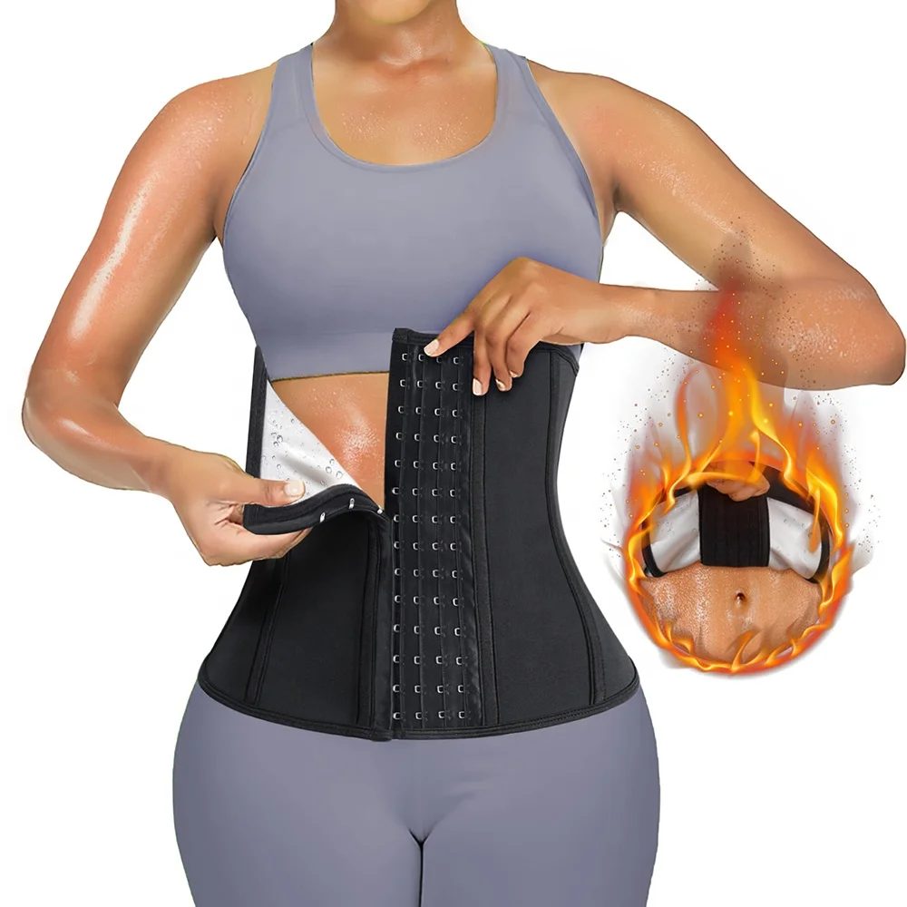 

Women Fitness Body Shaper Fat Burn Weight Loss Sweat Silvery Sauna Slimming Belt Waist Trainer, Black