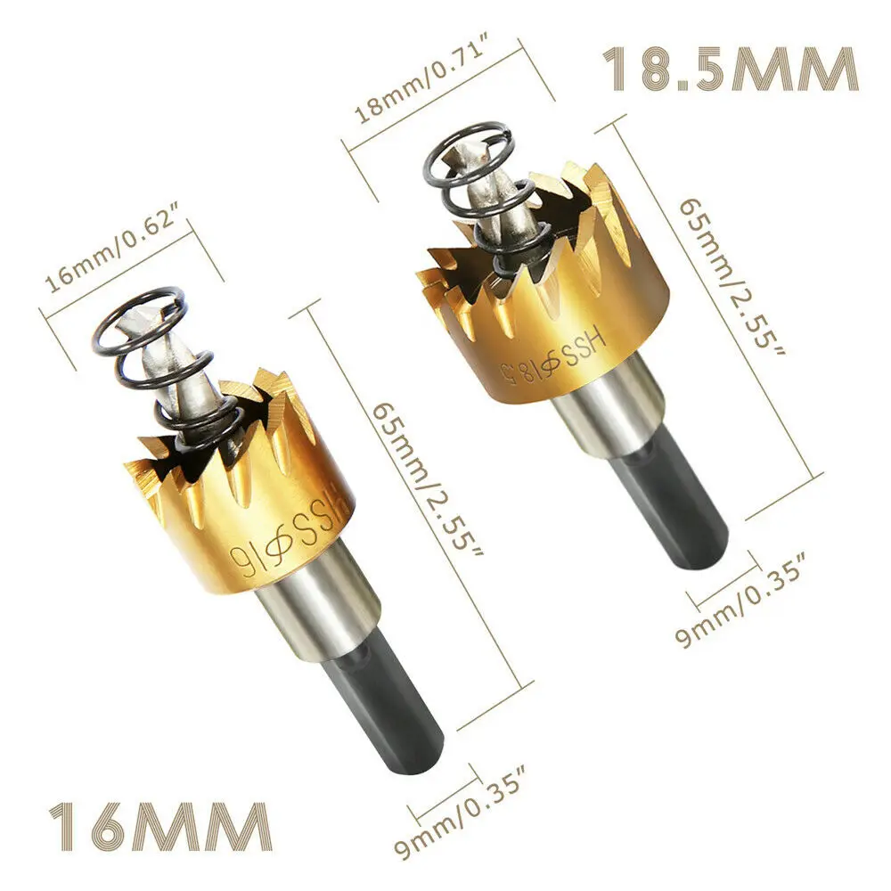 
5pcs HSS 6542 Titanium Coated Hole Sawtooth HSS Hole Saw Cutter Dril 