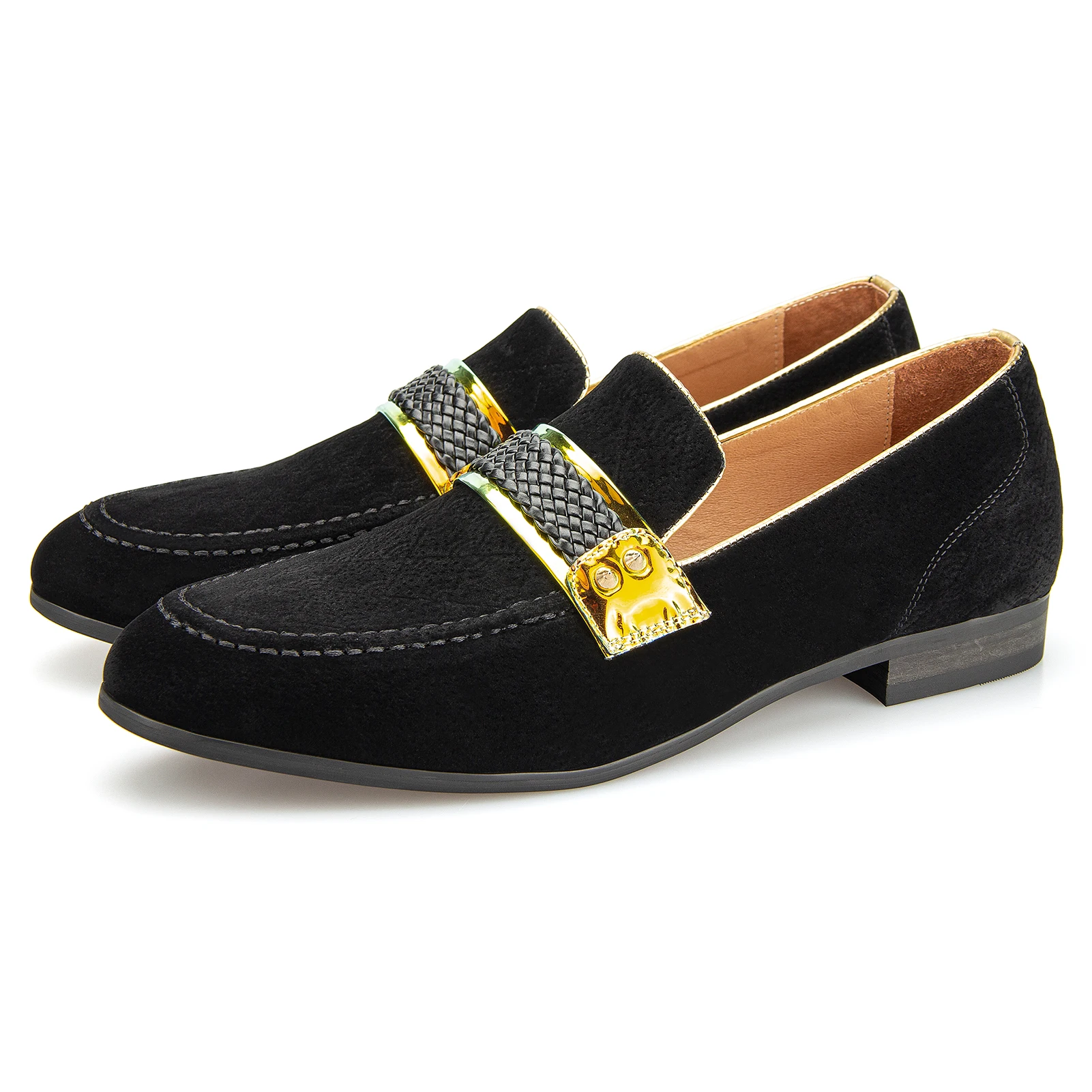 

Men Casual Leather Loafer Shoes Non-Slip Holiday Driving Plus Size Black Dress Loafer Shoes