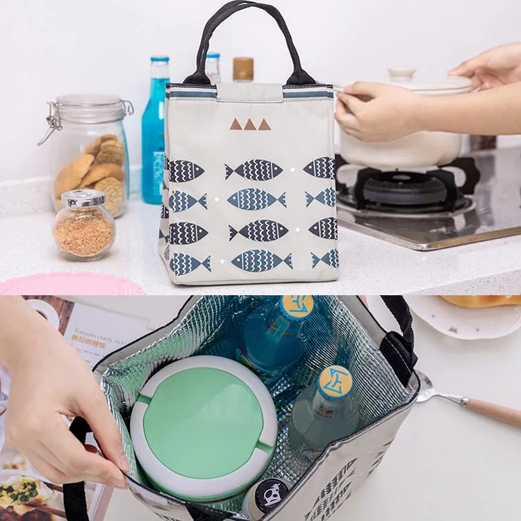 
2020 New Fashion Portable Lunch Bag Pouch Storage Box Insulated Thermal Bento Cooler Picnic Tote Bag Waterproof Lunch Container 