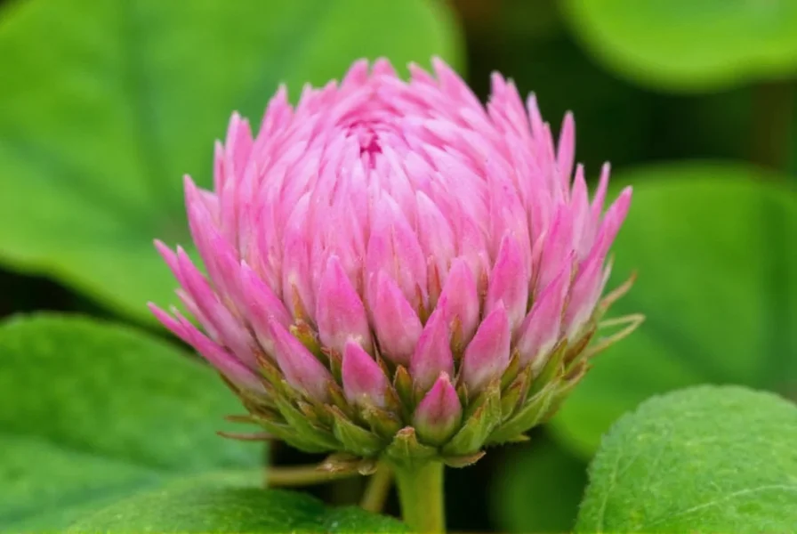 Pink clover growing in a garden setting alongside other flowering plants