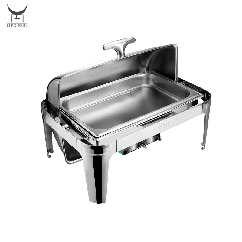 

Factory Price Roll Top Catering Food Warmer Server Heater Stainless Steel Chafing Dish Wedding Buffet