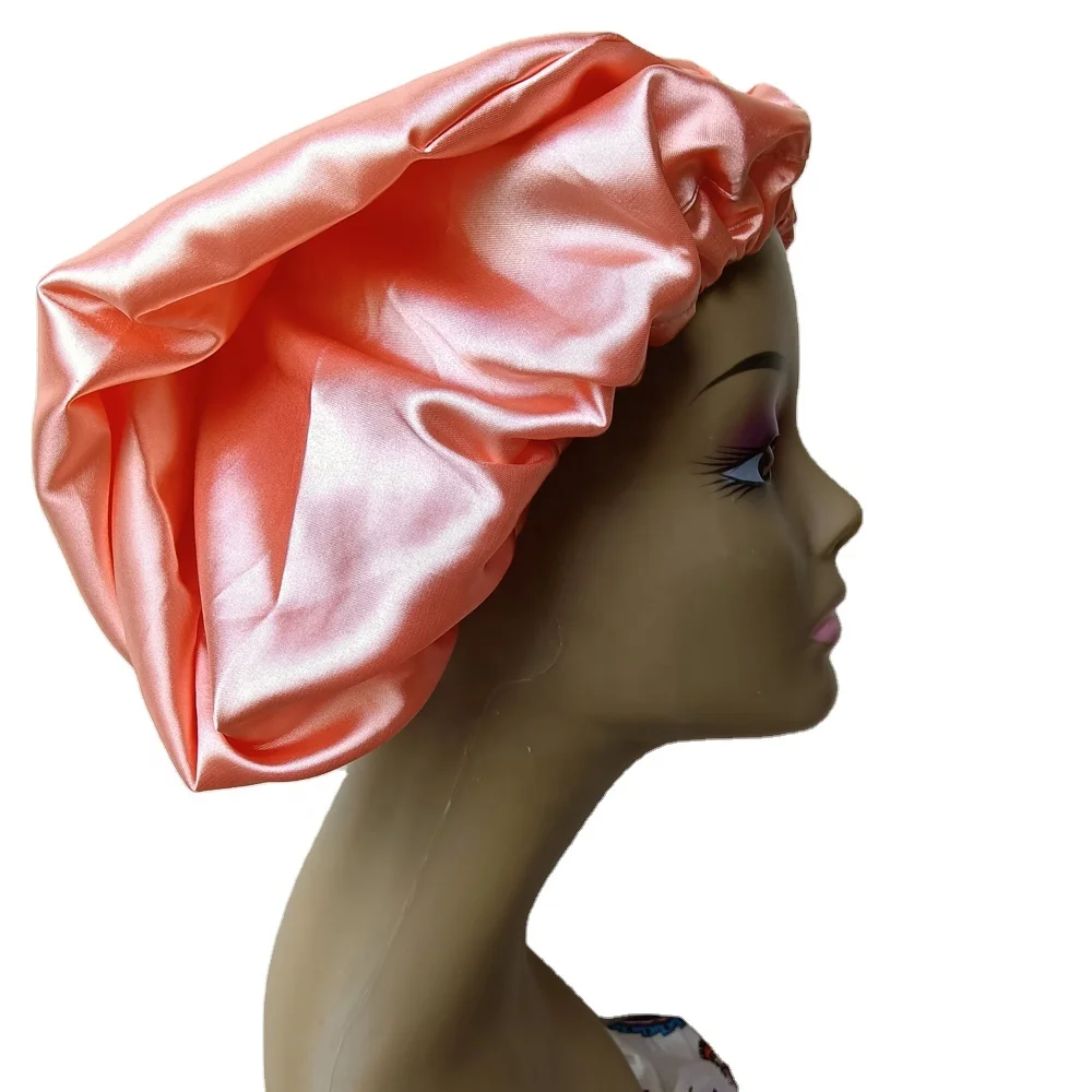 

Single Layer Silk Sleep Caps For Women Braids Hair Adjustable Edge Band Slap Clasped Long Bonnet Caps, Customize colors