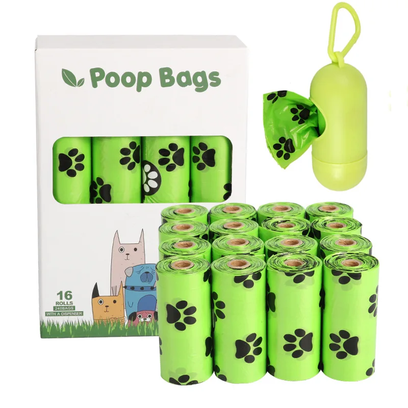 

16 Rolls Waterproof Flushable Scented Fabric Cornstarch Eco Friendly Compostable Biodegradable Waste Pet Garbage Dog Poop Bag