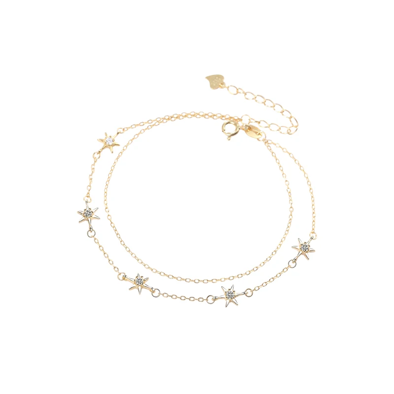 Minimalist Jewelry 925 silver 18K gold plated CZ zircon star bracelet