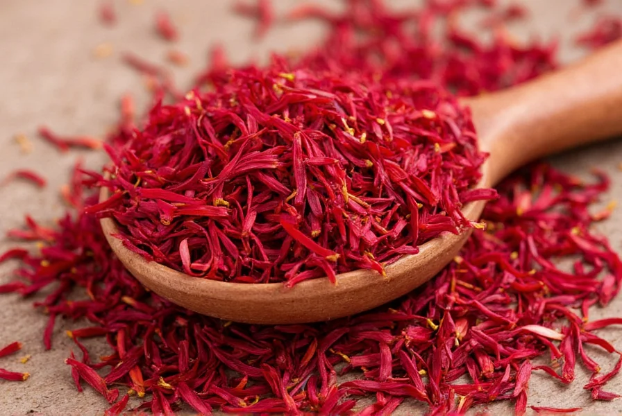 Close-up of saffron threads blooming in warm water showing color release