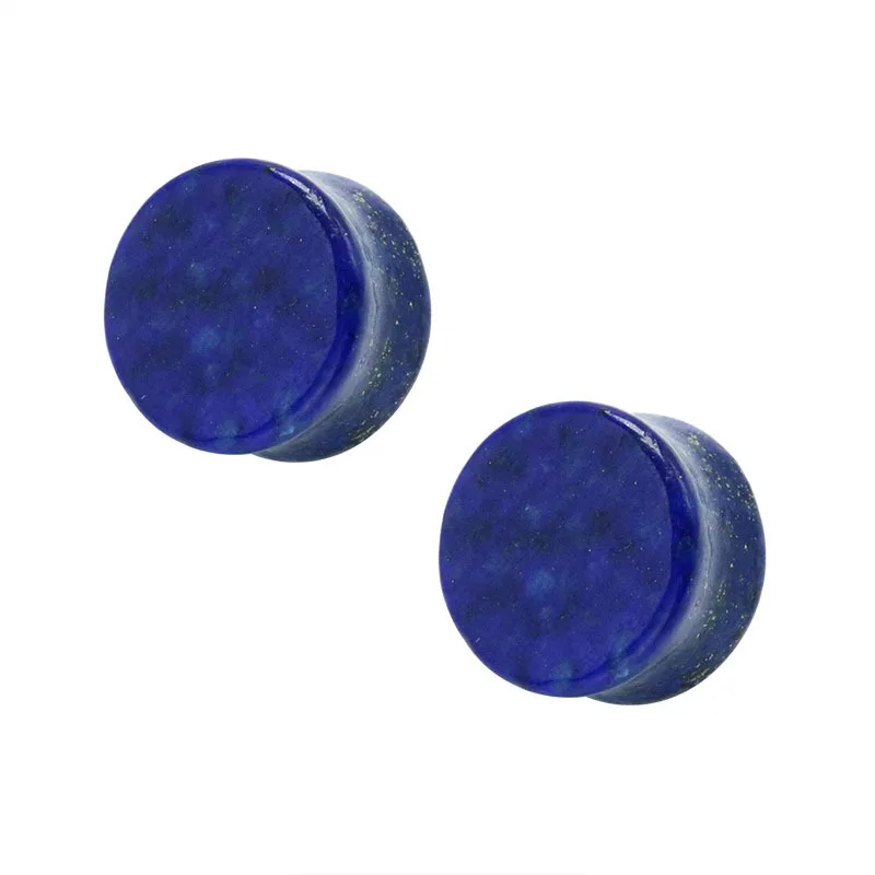 

Gemstone stone plugs double lapis stone ear plug earing