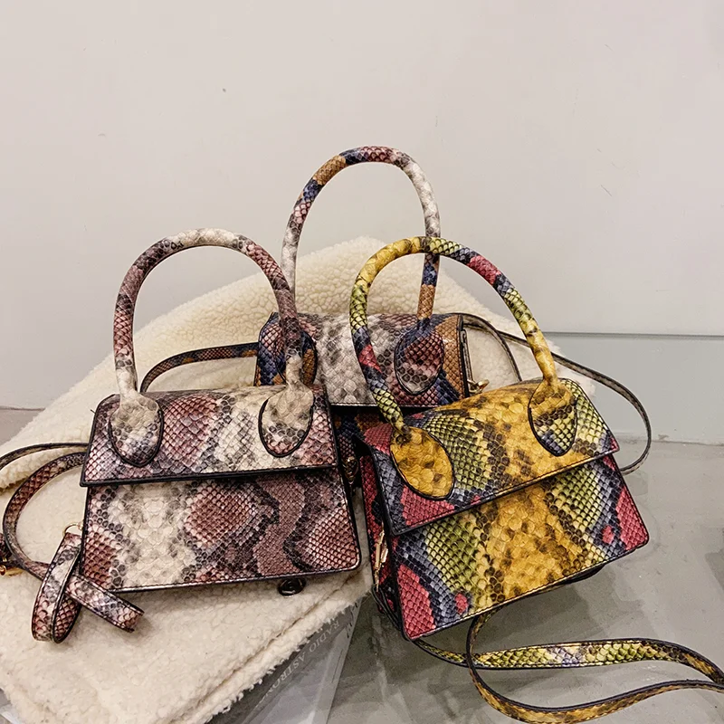 

2021 Factory Popular Ladies Small Messenger Handbags Hand Bags Snake Skin Shoulder Women Purses